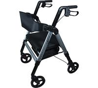 Aidapt Bariatric Folding Light Weight 4 Wheeled Rollator Mobility Aid with Seat, Detachable Carry Bag, Lockable Brakes and Puncture Proof Tyres for Indoor and Outdoor use.