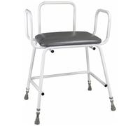 Aidapt Bariatric Height Adjustable Perching Stool With Padded Seat and Safety Arms and Metal Back For Elderly for Users with Limited Mobility