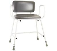 Aidapt Bariatric Height Adjustable Perching Stool With Padded Seat and Safety Arms and Padded Back For Elderly for Users with Limited Mobility