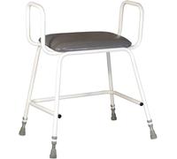 Aidapt Bariatric Perching Stool With Safety Arms – Height-adjustable, Padded Seat, White