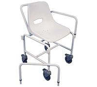 Aidapt Charing Mobile Shower Chair Wheeled Fixed Height,2 Braked Castors at Rear,Push Handle for Carer Easy Side Transfer Elderly,Disabled,Pregnancy SUPPLIED ASSEMBLED NO TOOLS REQUIRED