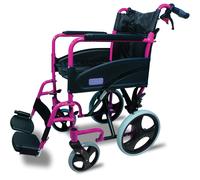 Aidapt Folding Lightweight Attendant Propelled Aluminium Wheelchair with 18" Seat, Brakes, Lap Strap, Padded Upholstery, Removable Foot Rests and Side Panels for Privacy. Indoors and Outside