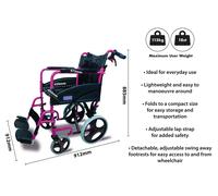 Aidapt Compact Aluminium Wheelchair in White Aidapt White