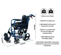 Compact Transport Aluminium Wheelchair Blue Aidapt Blue One Size