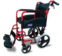 Aidapt Folding Lightweight Attendant Propelled Aluminium Wheelchair With 18" Seat, Brakes, Lap Strap, Padded Upholstery, Removable Foot Rests and Side Panels for Privacy. Indoors and Outside