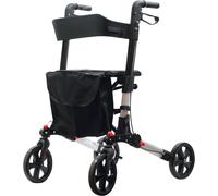 Aidapt Deluxe Fold Flat Rollator 4 Wheel Walker Seat Grey VP185G