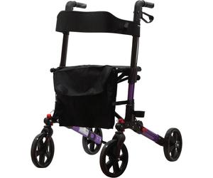 Aidapt Deluxe Fold Flat Rollator 4 Wheel Walker Seat Purple