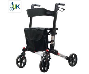 Aidapt Deluxe Triple Fold Flat Lightweight 4 wheeled Walker Rollator