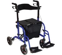 Aidapt Duo Deluxe Rollator and Transit Chair in One 4 Wheel Walker Seat Blue