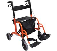 Aidapt Duo Deluxe Rollator and Transit Chair in One 4 Wheel Walker Seat Orange