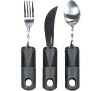 Aidapt Easy to Grip Cutlery Set. 3 Pieces-Bendable Fork&Spoon, Rocker Knife,Slot to Attach Wrist Strap,Dishwasher Safe,Parkinsons,Disabled,Stroke,Weak Grip,Limited Mobility,Large Soft-Touch Handles