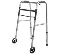 Aidapt Folding Walking Frame Extra Wide Adjustable Height, Aluminium, Wheels, Quick Fold, Grey