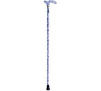 Aidapt Folding Walking Stick - Patterned, Adjustable Height, Lightweight, Anti-Slip Ferrule, Strap
