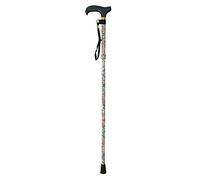 Aidapt Floral Design Fold Down Adjustable Height Lightweight Walking Stick with Anti Slip Ferrule Foot to Aid Stability when Walking Supplied with a Hanging Carry Strap and Rubber Handle