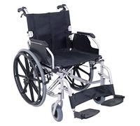 Aidapt Folding Bariatric Self Propelled Steel Wheelchair with Brakes, Extra Wide Seat (20") Lap Strap, Removable Foot Rests and Side Panels for Privacy. Indoor and Outside Use