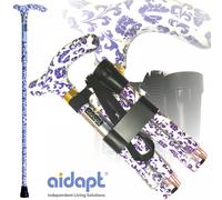 Aidapt Folding & Extendable Patterned Walking Stick Blue White Floral QUALITY
