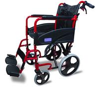 Aidapt Folding Lightweight Attendant Propelled Aluminium Wheelchair With 18" Seat, Brakes, Lap Strap, Padded Upholstery, Removable Foot Rests and Side Panels for Privacy. Indoors and Outside