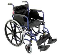 Aidapt Folding Lightweight Self Propelled Steel Wheelchair with Brakes, Extra Wide Seat (18") Lap Strap, Removable Foot Rests and Side Panels for Privacy. Indoor and Outside Use