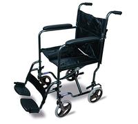 Aidapt Folding Lightweight Transport Wheelchair - Attendant-Propelled Steel Transit Chair with Brakes & Removable Footrests - Ideal for Travel, Indoor & Outdoor Use