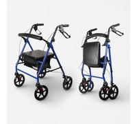 Aidapt Four Wheeled Lightweight Rollator Mobility Walker with Bag and 8 Inch Wheels for Indoor and Outdoor Use for Suport When Walking and Shopping