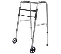 Aidapt Folding Walking Frame Extra Wide Adjustable Height, Aluminium, Wheels, Quick Fold, Grey