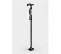 Aidapt Folding Walking Stick with Bright LED Torch - 4-Point Pivot Base for Stability, Height Adjustable 85-97cm, Non-Slip Self-Standing Cane with Wrist Strap - 3×AAA Batteries Required
