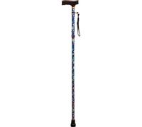 Aidapt Folding Walking Stick With Strap Blue Floral