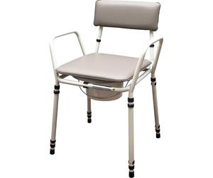 Aidapt Free Standing Height Adjustable Stacking Commode Chair with Padded Back, Arm Support and Padded Over Seat Flat Pack Aid