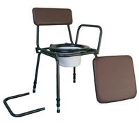 Aidapt Free Standing Height Adjustable Stacking Commode Chair with Padded Back, Detachable Arm Supports and Padded Over Seat Fully Assembled