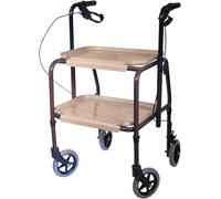 Aidapt Height Adjustable Kitchen Strolley Trolley with Brakes Brown and Cream
