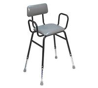Aidapt Height Adjustable Perching Stool With Padded Seat and Safety Arms and Padded Back For Elderly for Users with Limited Mobility