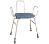 Aidapt Height Adjustable Perching Stool With Padded Seat, Safety Arms and a Metal Back For Elderly for Users with Limited Mobility