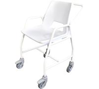 Aidapt Hythe Mobile Shower Chair Wheeled Fixed Height,2 Braked Castors at Rear,Push Handle for Carer Reduce Strain on Carer Elderly,Disabled,Pregnancy SUPPLIED ASSEMBLED NO TOOLS REQUIRED