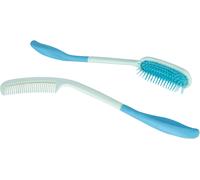 Aidapt Long-Handled Brush and Comb Set - White & Blue