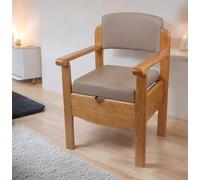 Aidapt Luxury Wooden Commode Chair - Discreet Bedside Toilet with Concealed Commode Pan, Padded Seat & Backrest, Portable Toilet Aid for Elderly, Homecare & Nursing Homes, Modern Coffee Latte Design