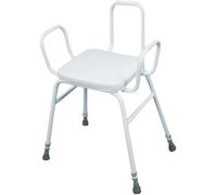 Aidapt Height Adjustable Perching Stool With Padded Seat and Safety Arms and Metal Back For Elderly for Users with Limited Mobility