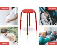 AIDAPT Multi Use Metal Portable - Adjustable Chair Stool Shower Kitchen - RED