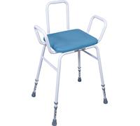 Aidapt Multi Use Perching Stool Comfy,Wipe Clean PU Seat.Height Adjustable with Arms,Integral Backrest,Non-Slip Ferrules,Safety,Elderly,Recovery from Hip Surgery.Delivered Assembled,NO TOOLS REQUIRED