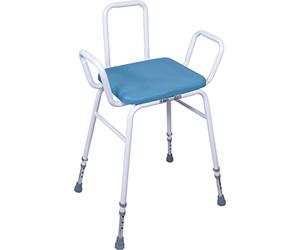Aidapt Multi Use Perching Stool Comfy,Wipe Clean PU Seat.Height Adjustable with Arms,Integral Backrest,Non-Slip Ferrules,Safety,Elderly,Recovery from Hip Surgery.Delivered Assembled,NO TOOLS REQUIRED