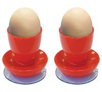Aidapt Pair of Egg Cups with Suction Base Aid for Elderly, Disabled and Users with Limited Dexterity in Red