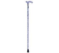 Aidapt Folding Walking Stick - Patterned, Adjustable Height, Lightweight, Anti-Slip Ferrule, Strap