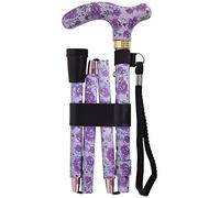 Aidapt Patterned Fold Down Adjustable Height Lightweight Walking Stick with Anti Slip Ferrule Foot for Stability and Confidence when Walking Supplied with a Hanging Carry Strap and Handle