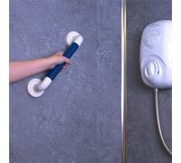 Aidapt Blue Safety 300mm (12") Ribbed UPVC Plastic Grab Bar with Support Rail Aid