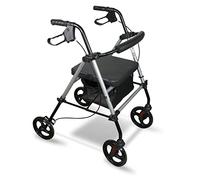 Aidapt Rollator 4 Wheel with Seat,Lightweight,Padded Backrest,Height Adjustable,Ergonomic Handle Brakes,Shopping Bag,8" Puncture Proof Wheels,Folding,Elderly Mobility Aid,NO Tools Required