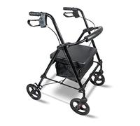 Aidapt Rollator 4 Wheel with Seat,Lightweight,Padded Backrest,Height Adjustable,Ergonomic Handle Brakes,Shopping Bag,8" Puncture Proof Wheels,Folding,Elderly Mobility Aid,NO Tools Required