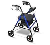 Aidapt Rollator 4 Wheel with Seat,Lightweight,Padded Backrest,Height Adjustable,Ergonomic Handle Brakes,Shopping Bag,8" Puncture Proof Wheels,Folding,Elderly Mobility Aid,NO Tools Required