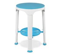 Aidapt Round Shower Stool with Rotating Seat and Storage Shelf.Non-slip Feet,Lightweight Plastic,Compact Space Saver,Height Adjustable,Elderly,Disabled,Pregnancy,Easy Assembly No Tools Required