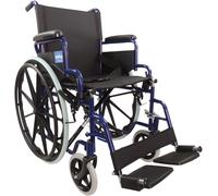 Aidapt Folding Lightweight Self Propelled Steel Wheelchair with Brakes, Extra Wide Seat (18") Lap Strap, Removable Foot Rests and Side Panels for Privacy. Indoor and Outside Use