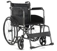 Aidapt Folding Lightweight Self Propelled Steel Wheelchair with Brakes, Extra Wide Seat (20") Lap Strap, Removable Foot Rests and Side Panels for Privacy. Indoor and Outside Use