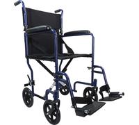 Aidapt Folding Lightweight Attendant Propelled Steel Wheelchair with Brakes, Lap Strap, Removable Foot Rests. Ideal for Every Day Use Indoors and Outside